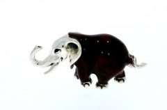 International Wildlife Sterling Silver & Enamel Medium Elephant by Saturno Wildlife Animal Sculpture/Figurine