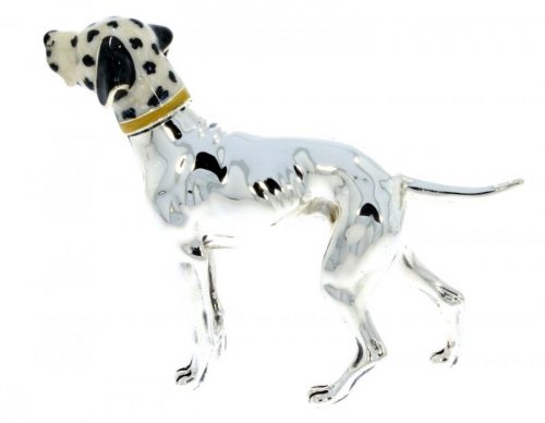 Domestic Pets Saturno Sterling Silver & Enamel Dalmatian Dog Breed Canine Sculpture Figurine