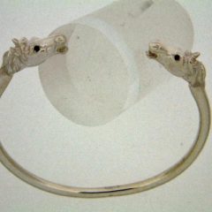 Bangles Sterling Silver Solid Horse Head Equestrian Bangle with Sapphire Eyes Jewellery