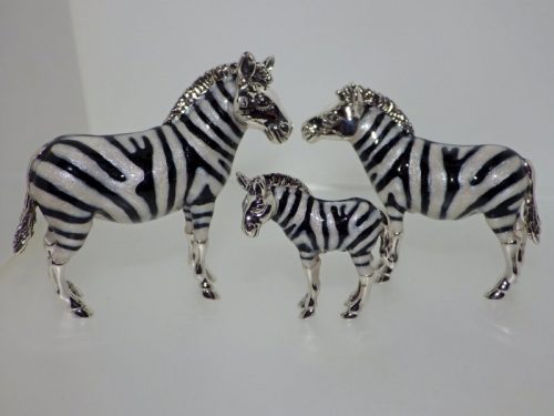 International Wildlife Saturno Sterling Silver & Enamel Medium Zebra Horse Wildlife Figurine