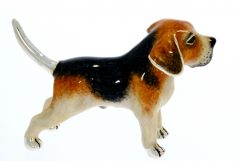 Domestic Pets Saturno Sterling Silver & Enamel Beagle Dog Breed Canine Figurine
