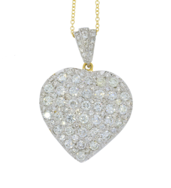 Diamond & Gold Jewellery 15ct Yellow & White Gold Diamond Heart & Chain (Vintage/Secondhand)