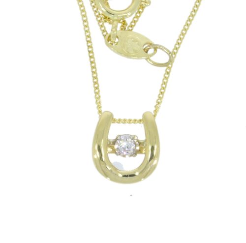 Equestrian Jewellery Collection 9ct Yellow Gold Diamond Set Horseshoe Pendant and Chain