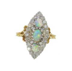 Diamond & Gold Jewellery 18ct Yellow & White Gold Opal & Diamond Cluster Ring (Secondhand)
