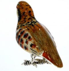 British Wildlife Sterling Silver & Enamel Small Partridge Bird by Saturno