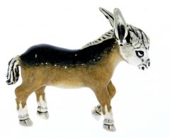 Domestic Pets Sterling Silver & Enamel Large Donkey by Saturno