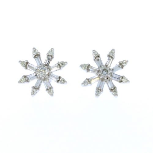 Earrings 9ct White Gold Diamond Snowflake Stud Earrings