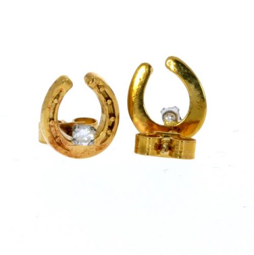 Earrings 9ct Yellow Gold Claw-set Diamond Horseshoe Earrings