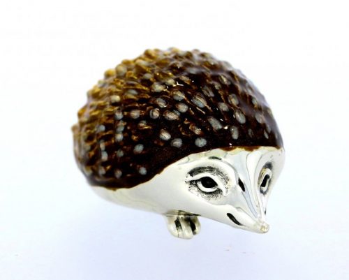 British Wildlife Saturno Sterling Silver & Enamel Medium Hedgehog Figurine