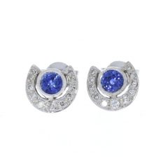 Earrings 18ct White Gold Sapphire & Diamond Horseshoe Earrings