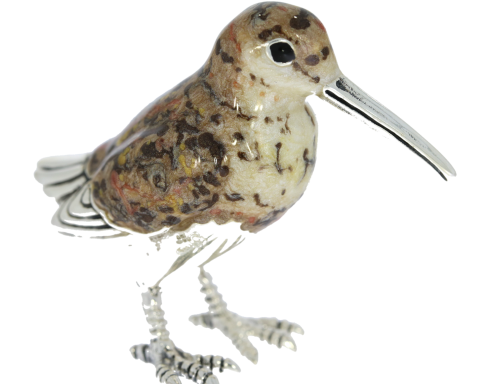 British Wildlife Saturno Sterling Silver & Enamel Woodcock Game Bird Figurine
