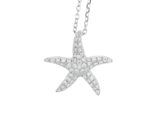 Diamond & Gold Jewellery 18ct White Gold Diamond Starfish Pendant & Chain
