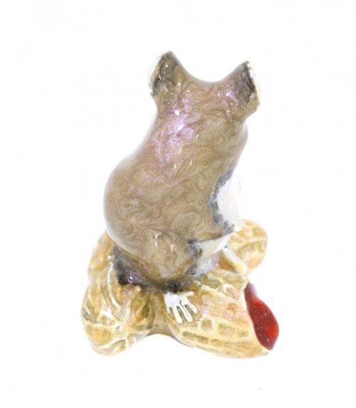 British Wildlife Saturno Sterling Silver and Enamel Mouse with Peanuts Figurine Sculpture