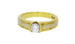 Diamond & Gold Jewellery 18ct Yellow & White Gold Diamond Band Ring (Vintage/Secondhand)