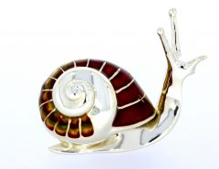 British Wildlife Saturno Sterling Silver & Enamel Large Snail Slug Garden Sculpture