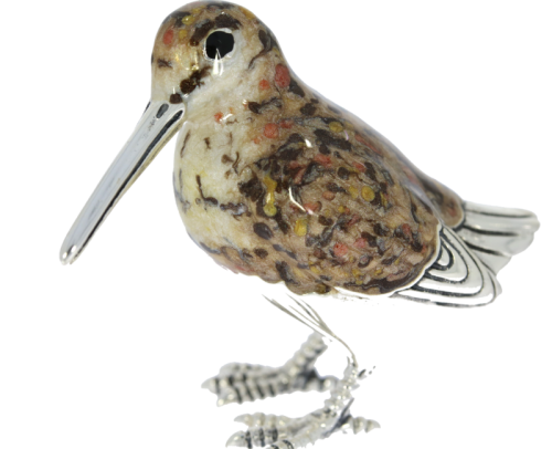 British Wildlife Saturno Sterling Silver & Enamel Woodcock Game Bird Figurine