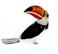 International Wildlife Saturno Sterling Silver & Enamel Toucan Bird Sculpture Figurine Tropical Wildlife