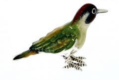 British Wildlife Saturno Sterling Silver & Enamel Woodpecker Bird Garden Sculpture