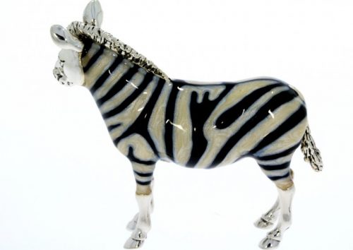 International Wildlife Saturno Sterling Silver & Enamel Large Zebra Horse Wildlife Figurine
