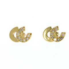 Earrings 9ct Yellow Gold Diamond Set Double Horseshoe Earrings