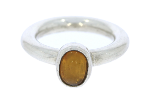 Rings Sterling Silver Hand Crafted Semi Precious Amber Gemstone Ring