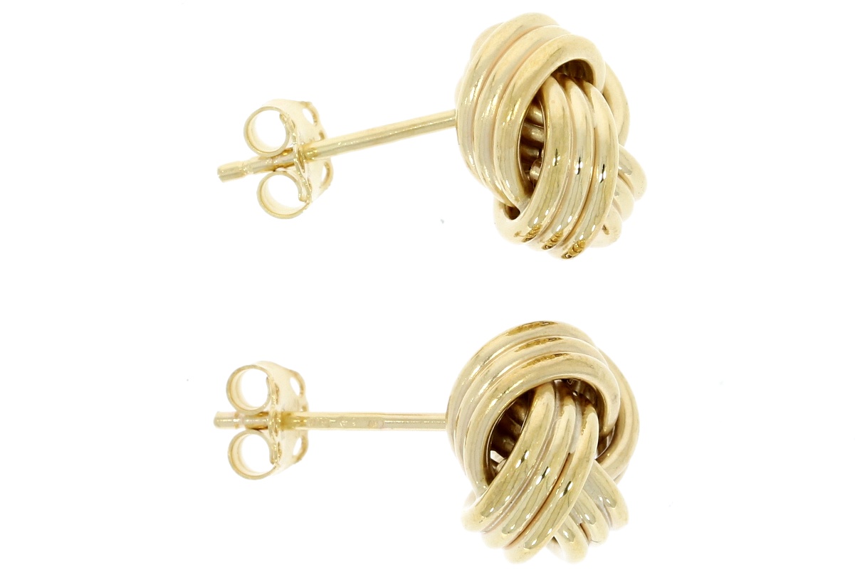 Diamond & Gold Jewellery 9ct Yellow Gold Polished Wool Knot Design Earrings Studs