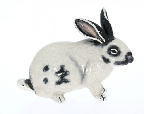 Domestic Pets Saturno Sterling Silver & Enamel Black & White Large Rabbit