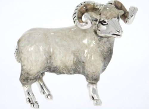 British Wildlife Saturno Sterling Silver & Enamel Ram Farm Animal Sculpture/Figurine