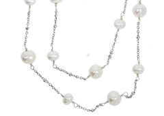 Necklaces Sterling Silver Freshwater Pearls Set in Sterling Silver Chain/Necklace