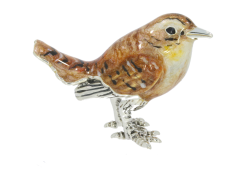 British Wildlife Saturno Sterling Silver & Enamel Small Wren Garden Bird Figurine