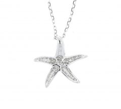 Diamond & Gold Jewellery 18ct White Gold Diamond Starfish Pendant & Chain