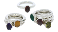 Silver Jewellery Sterling Silver Hand Crafted Semi Precious Green Agate Gemstone Ring