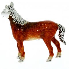 Equestrian Sterling Silver & Enamel Large Horse by Saturno Figurine Equestrian