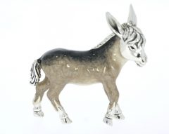 Equestrian Saturno Sterling Silver & Enamel Medium Donkey Horse Figurine