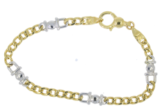 Bracelets 9ct Yellow & White Gold Stirrup & Round Link Solid Bracelet