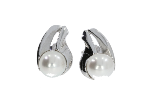 Earrings Sterling Silver & Cultured Pearl Tear Drop Shape Stud Earrings