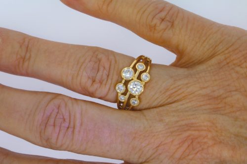 Diamond & Gold Jewellery 18ct Yellow Gold 1ct 02 points Diamond Rub Over Set Bubble Ring