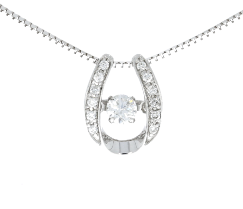 Equestrian Jewellery Collection 9ct White Gold Diamond Horse Shoe & Chain Equestrian Pendant