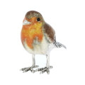 British Wildlife Sterling Silver & Enamel Robin Garden Bird By Saturno Figurine