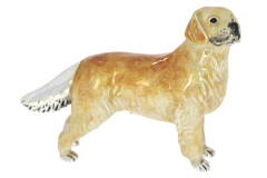 Domestic Pets Sterling Silver and Enamel Golden Retriever By Saturno Figurine sculpture