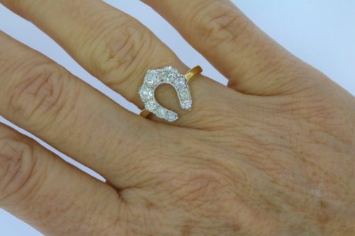 Equestrian Jewellery Collection 18ct Yellow Gold 1ct Diamond Horse Shoe Ring Equestrian Farrier