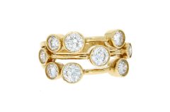 Diamond & Gold Jewellery 1ct 75pts 18ct Yellow Gold Nine Stone Diamond Bubble Ring