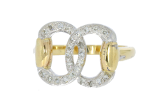 Equestrian Jewellery Collection 9ct Yellow and White Gold Diamond Set Snaffle Bit Equestrian Ring