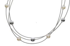 Necklaces Sterling Silver Triple Wire Culture Pearl Necklace Collar