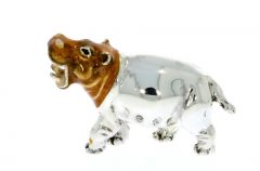 International Wildlife Sterling Silver & Enamel Small Hippo by Saturno