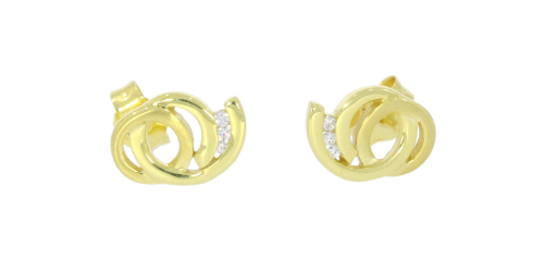Diamond & Gold Jewellery 9ct Yellow Gold Twirl Stud Earrings Set With Diamonds