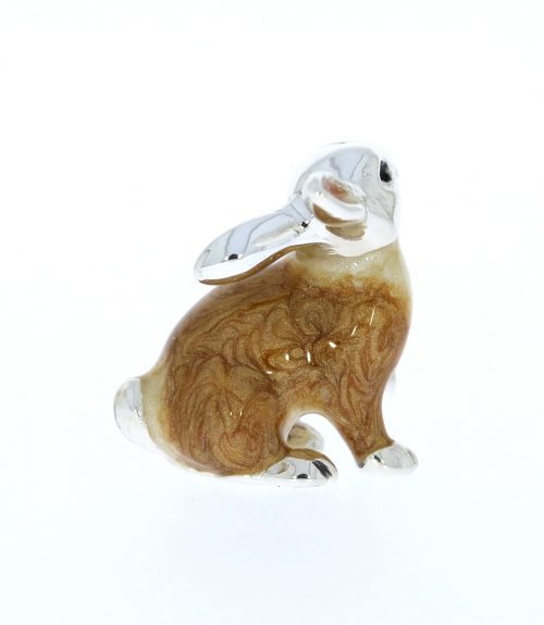 British Wildlife Saturno Sterling Silver and Enamel Small Bunny Rabbit Figurine