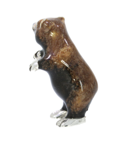 International Wildlife Saturno Sterling Silver and Enamel Small Grizzly Bear Figurine Sculpture