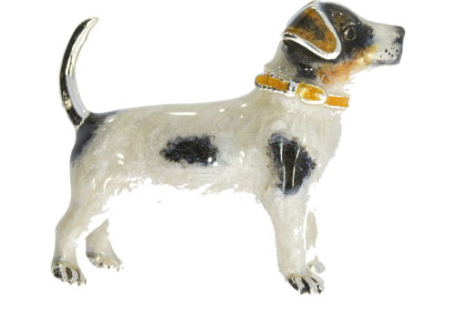 Domestic Pets Saturno Sterling Silver & Enamel Jack Russell Dog Animal Figurine
