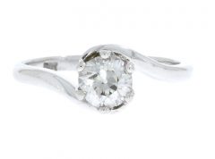 Diamond & Gold Jewellery 18ct White Gold & Platinum Diamond 74pts Solitaire Ring Vintage/Secondhand